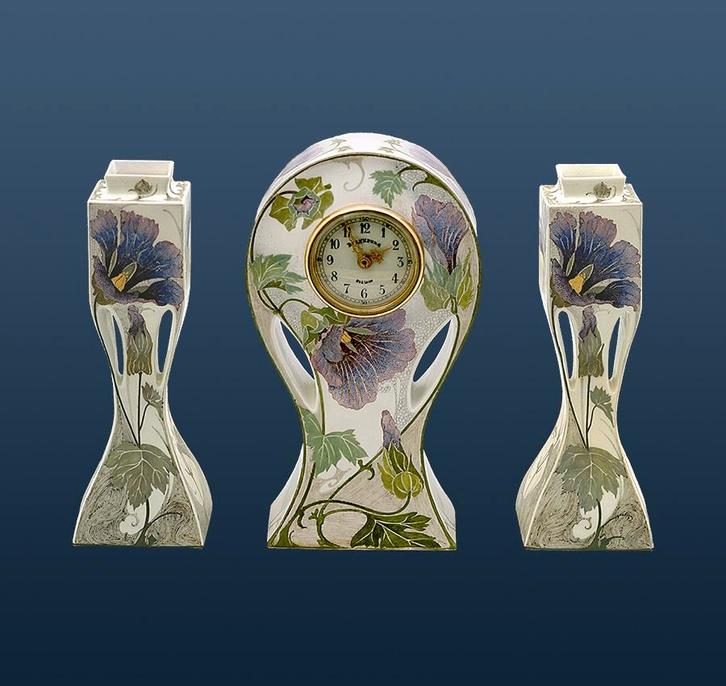 Rozenburg Eierschaal Klok + Coupes (344), Antiek en Kunst, Antiek | Keramiek en Aardewerk, Ophalen of Verzenden