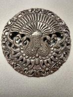 Vintage broche, pauwen. 7,5 cm diameter, Sieraden, Tassen en Uiterlijk, Broches, Ophalen of Verzenden, Zo goed als nieuw, Overige materialen