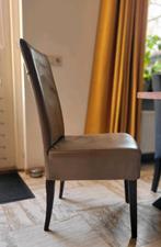 4 leverkleurige leren eetkamerstoelen zgan, Huis en Inrichting, Stoelen, Ophalen, Bruin, Leer, Zo goed als nieuw