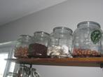 Vier voorraadspotten glas, Huis en Inrichting, Keuken | Potten en Pannen, Ophalen, Zo goed als nieuw, Glas