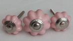 3 roze porseleinen kastknoppen / deurknoppen, Ophalen, Zo goed als nieuw