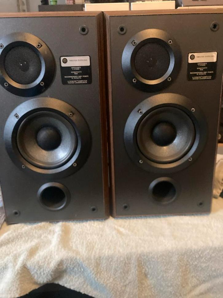 Vintage Syncom Luidsprekers - Getest & Goed!, Audio, Tv en Foto, Luidsprekers, Gebruikt, Front, Rear of Stereo speakers, Minder dan 60 watt