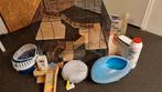 Kooi met glazen bak voor hamster met veel extra's, Dieren en Toebehoren, Kooi, Gebruikt, Minder dan 75 cm, Hamster
