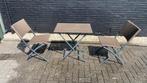 Te koop bistro setje bistroset tuinsetje met gratis kussens, Ophalen of Verzenden, Gebruikt, Overige materialen, 2 zitplaatsen