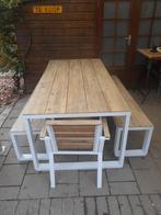 nette set tafel  2 banken 1 stoel  tafel L.BR.H.210x100x75cm, Tuin en Terras, Tuinsets en Loungesets, Ophalen, Bank, Aluminium