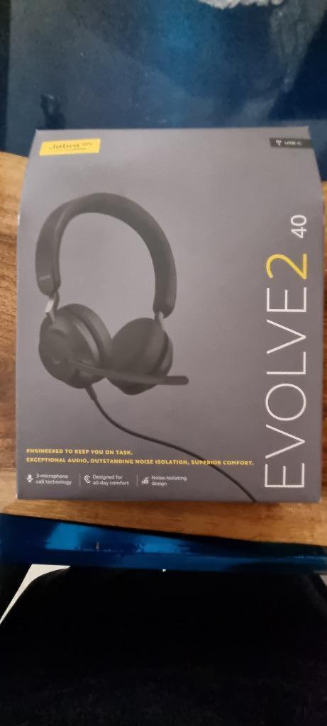 Jabra Evolve2 40 Headphone USB-C zwart, Computers en Software, Headsets, Nieuw, Over-ear, Bedraad, Ophalen of Verzenden