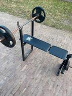 Bankdruk set met gwichten, Sport en Fitness, Fitnessmaterialen, Ophalen, Zo goed als nieuw, Fitnessbank