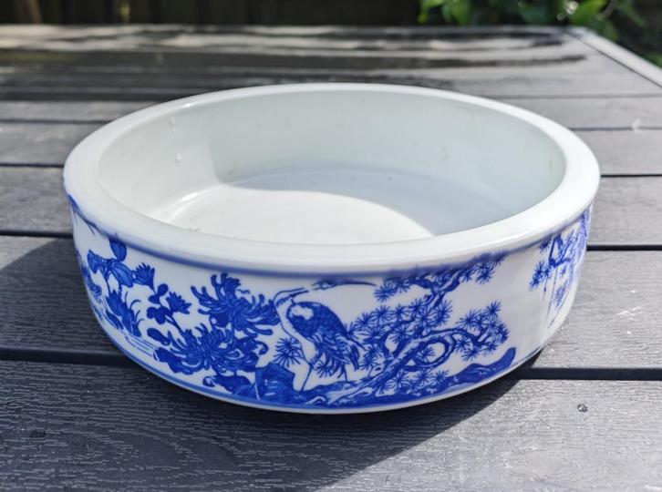 Chinese Blauw-Witte Porseleinen Kom Vogel Bloemenmotief €25, Tuin en Terras, Bloempotten, Aardewerk, Minder dan 40 cm, Minder dan 25 cm