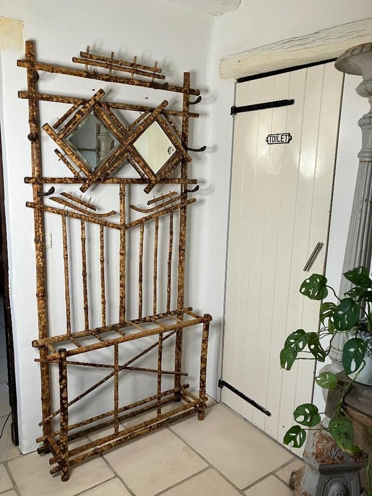 antieke staande kapstok in tijgerbamboo., Antiek en Kunst, Antiek | Woonaccessoires, Ophalen