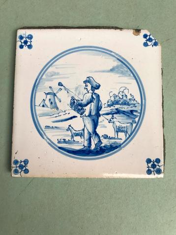 Oude delftblau tegels , zeer oud 36 stuks beschikbaar voor biedingen