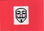 kaart met geborduurd masker van Vendetta (496), Ophalen of Verzenden, Nieuw, Overige thema's