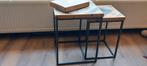 2 salontafeltjes metaal/hout, Ophalen, Gebruikt, Vierkant, Minder dan 50 cm