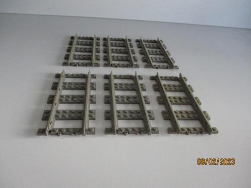 LEGO 9 volt 4515 6 Rechte Rails GRIJS in perfecte staat!-, Kinderen en Baby's, Speelgoed | Duplo en Lego, Zo goed als nieuw, Lego
