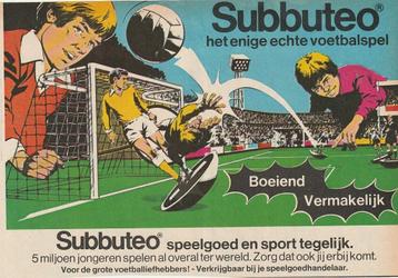 Retro reclame 1979 Subbuteo voetbalspel enige echte beschikbaar voor biedingen