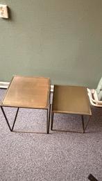 2x Messing bijzettafel, Huis en Inrichting, Minder dan 55 cm, Metaal of Aluminium, Rond, Zo goed als nieuw