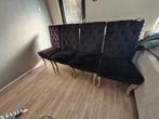 4 x hotel chique fluwelen eettafel stoelen, Ophalen, Zwart, Zo goed als nieuw, Vier