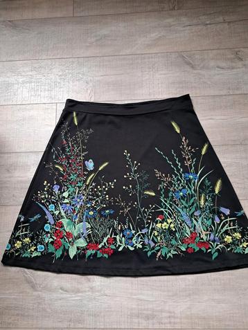 Zwarte A lijn rok met bloemenprint King Louie maat L  zgan beschikbaar voor biedingen
