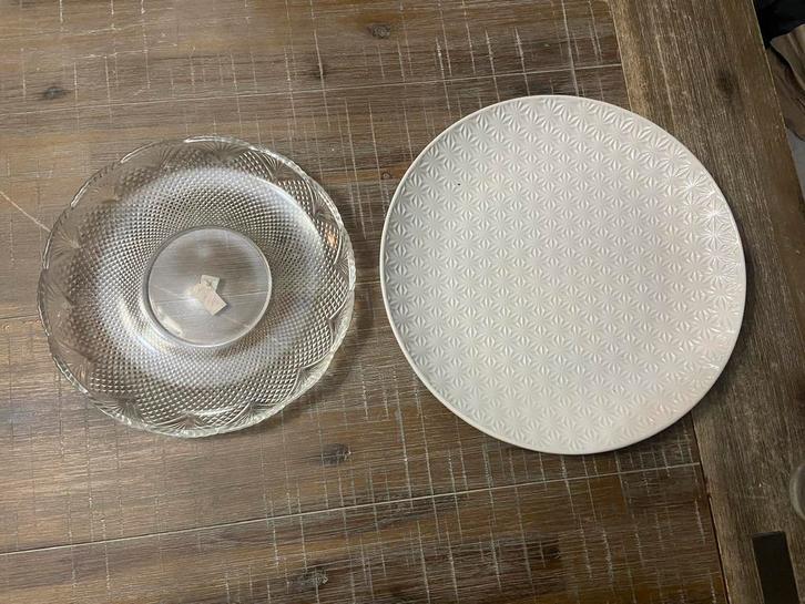 Zeldzame antieke schaal / bord kristal + pizzabord, Antiek en Kunst, Antiek | Servies los, Ophalen of Verzenden