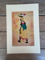 Afrikaanse vrouw met baby. Op stof geschilderd. Afrika batik, Ophalen