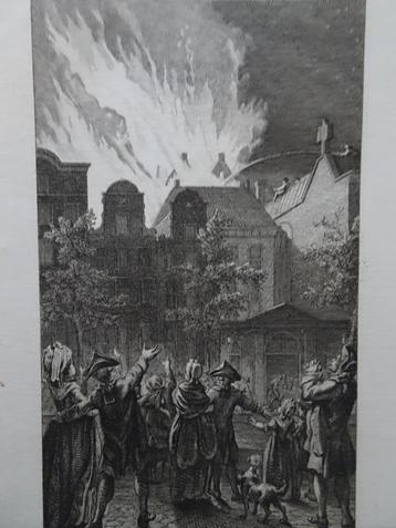 Gravure brand schouwburg Amsterdam 1772, R. Vinkeles beschikbaar voor biedingen