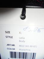 nieuw prachtige body zwart met roze en steentjes xl, Sapph, Ophalen of Verzenden, Zwart, Body of Korset