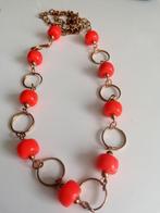 Vintage ketting met oranje rode kralen koraal, Ophalen of Verzenden, Zo goed als nieuw, Oranje, Steen of Mineraal