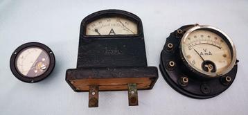 Lot 3 vintage analoge Meetinstrument Amperemeter Multimeter beschikbaar voor biedingen