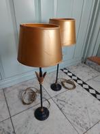 Set van 2 staande lampen 55 cm - goud op zwart, Huis en Inrichting, Lampen | Tafellampen, Ophalen of Verzenden, Gebruikt, Metaal