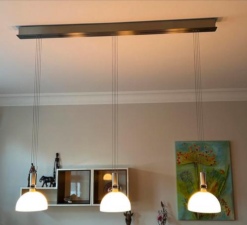 Design hanglamp 143cm met 3 verstelbare, dimbare lichtpunten, Huis en Inrichting, Lampen | Hanglampen, Zo goed als nieuw, 75 cm of meer