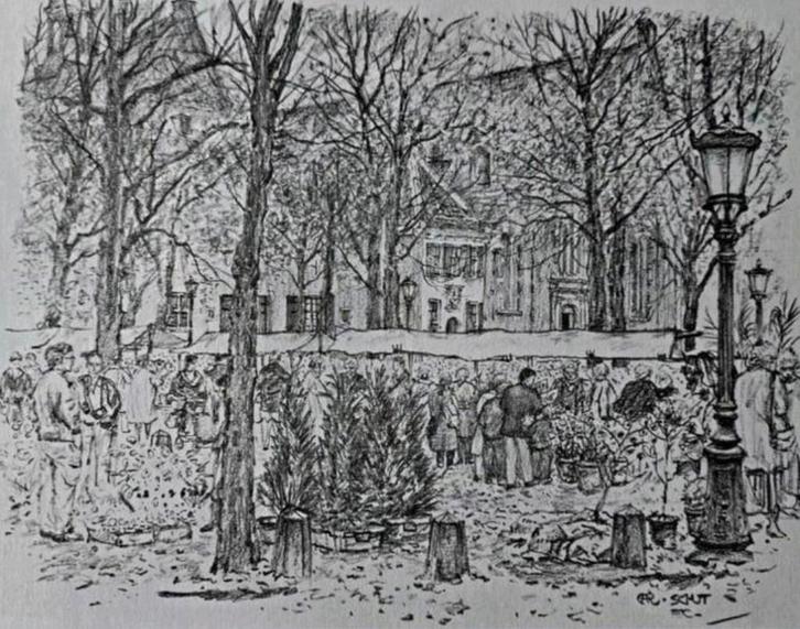 Stad Utrecht ... Janskerkhof ..., Antiek en Kunst, Kunst | Etsen en Gravures, Ophalen of Verzenden