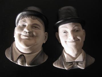 Vintage Laurel & Hardy wandbustes Legend Products 1984 gips beschikbaar voor biedingen