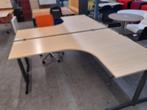 Hoekbureau licht blad grijs onderstel, links of rechts, Ophalen of Verzenden, In hoogte verstelbaar, Zo goed als nieuw, Bureau