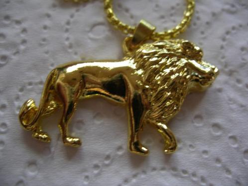 Een mooie Goudkleurige ketting en Goudkleurige Leeuw Hanger, Sieraden, Tassen en Uiterlijk, Antieke sieraden, Ketting, Overige materialen