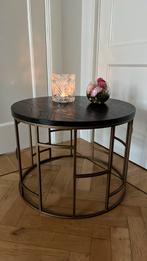 Tafeltje Blad zwart hout ,onderstel goud/ brons  salontafel, Minder dan 50 cm, Zo goed als nieuw, Zwart, Ophalen