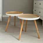 Set van 2 strakke bijzettafeltjes, Ophalen, Minder dan 55 cm, Rond, Zo goed als nieuw