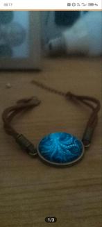 Blauwe armband met octopus motief, Sieraden, Tassen en Uiterlijk, Ophalen of Verzenden, Nieuw, Blauw, Leer