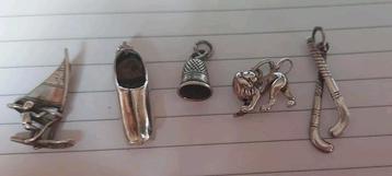 5 Zilveren Bedels - Diverse Charms beschikbaar voor biedingen