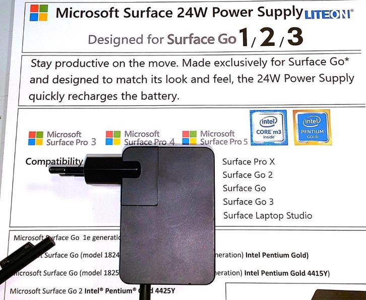 Microsoft Surface 1736 Core M3 15V 1.6A 24W Adapter Oplader, Computers en Software, Laptop-opladers, Zo goed als nieuw, Ophalen of Verzenden