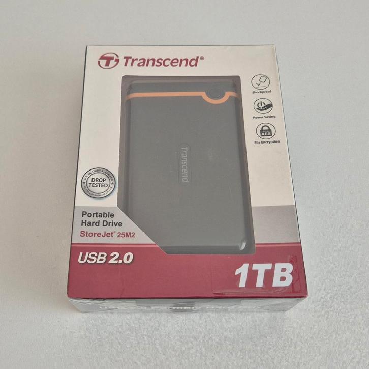 NIEUW Transcend StoreJet 25M2 1TB Portable HDD Hard Drive, Computers en Software, Harde schijven, Nieuw, Desktop, Extern, HDD