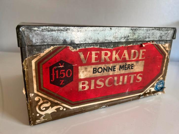 Winkelblik Biscuits Verkade Zaandam Holland 1 kg 1954, Verzamelen, Blikken, Gebruikt, Koek(jes), Verkade, Ophalen of Verzenden