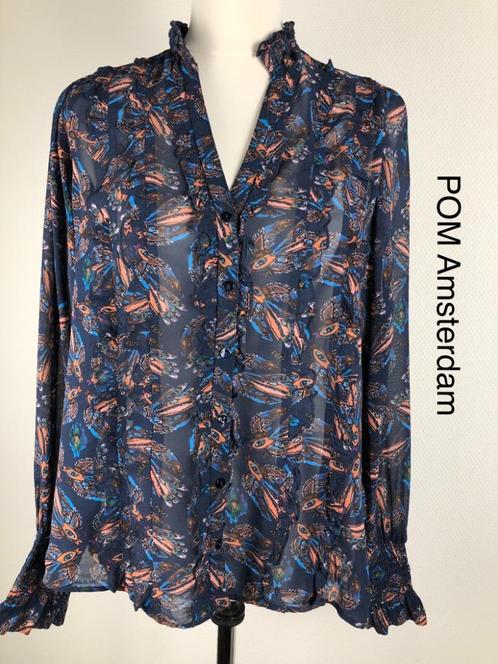 POM Amsterdam Blouse  (mt: 40) 10,3/8045, Kleding | Dames, Blouses en Tunieken, Zo goed als nieuw, Maat 38/40 (M), Blauw, Ophalen of Verzenden