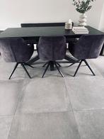 Eetkamerstoelen en eetkamerbank, Huis en Inrichting, Ophalen, Gebruikt, Drie, Stof