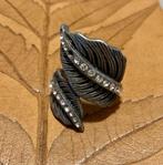 Vintage verzilverde strass ring costume Jewelry jugendstil, Gebruikt, Met strass, Ophalen of Verzenden, 17 tot 18