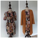 Kyra Jurk met Vest - Maat M, oker zwart roze beige, Maat 38/40 (M), Overige kleuren, Ophalen of Verzenden, Zo goed als nieuw