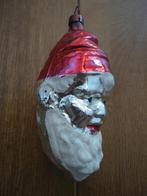 Mooie oude grote glazen kerstbal hoofd kerstman rode muts, Diversen, Kerst, Ophalen of Verzenden, Gebruikt