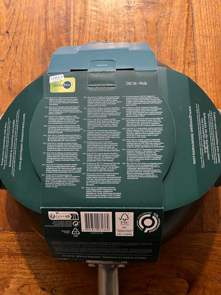GreenPan Wok 28cm - PFAS-vrij!, Huis en Inrichting, Keuken | Potten en Pannen, Nieuw, Wok, Aluminium, Inductieplaat, Ophalen of Verzenden