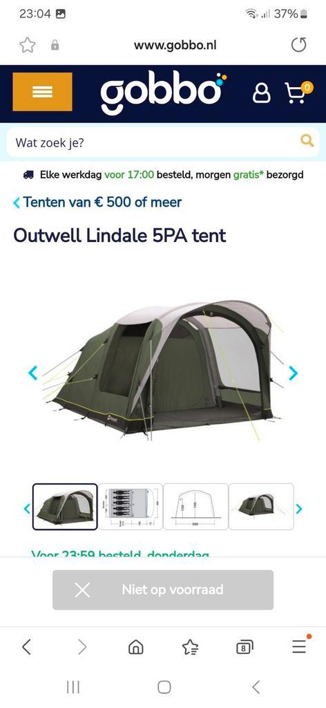 OUTWELL | LINDALE | 5 PERSOONSTENT | OPPOMPTENT, Caravans en Kamperen, Tenten, Zo goed als nieuw, Ophalen