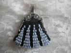 Miniatuur Tasje / Beugeltasje met Blauwe Kraaltjes - 3.5 cm, Antiek en Kunst, Verzenden