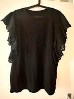 Zwarte top met broderie mouwen, one size t/m maat 46, Zwart, Maat 46/48 (XL) of groter, Ophalen of Verzenden, Zo goed als nieuw