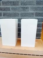 2 Witte Vierkante Aardewerk Vazen, Gebruikt, Vierkant, Ophalen of Verzenden, Balkon